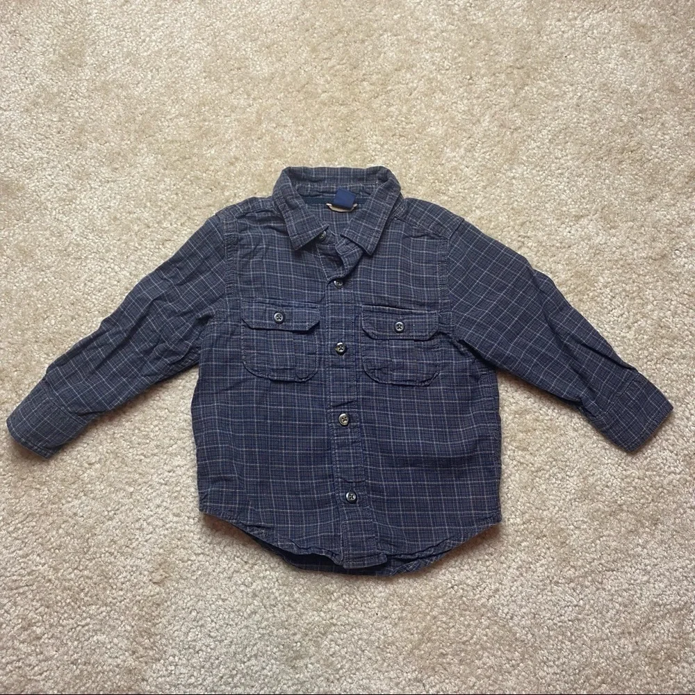 Baby Gap Boys Blue & Brown Checkered Button Down Size 2